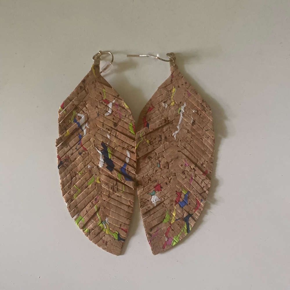 Cork Feather Earrings